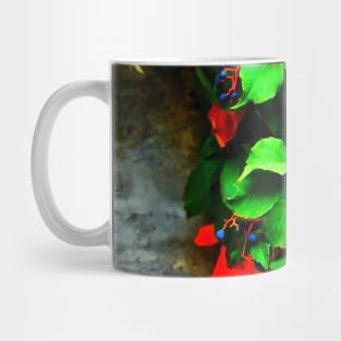 Virginia creeper with some fruits on the wall in autumn Mug